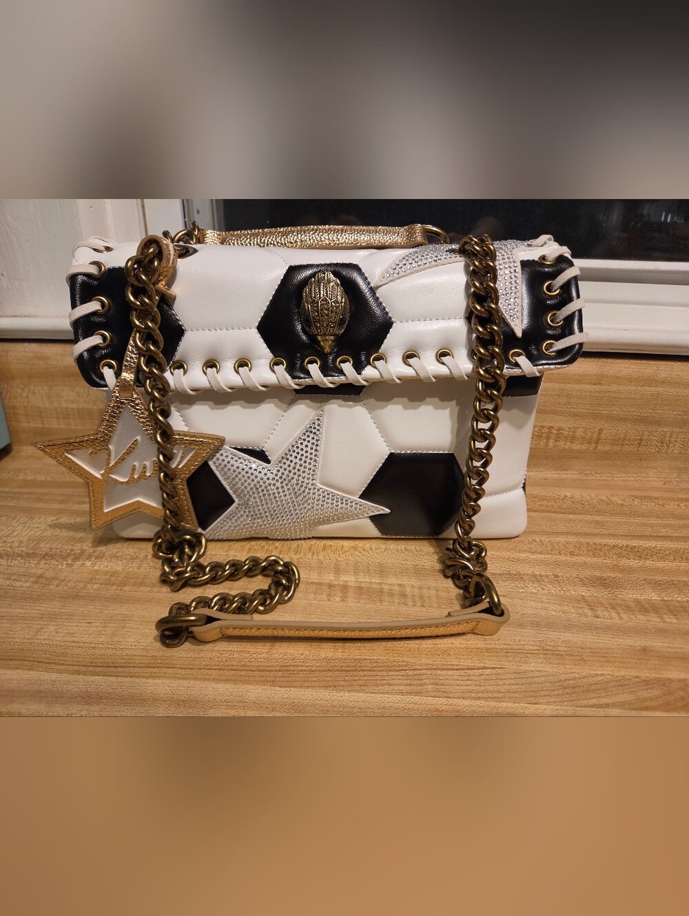 Kurt Geiger NWT Quilted Soccer Kensington W/Bag Charm & Dustbag LIMITED EDITION